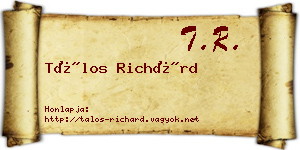 Tálos Richárd névjegykártya