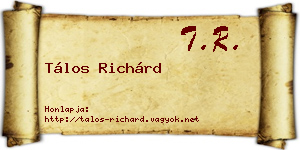Tálos Richárd névjegykártya